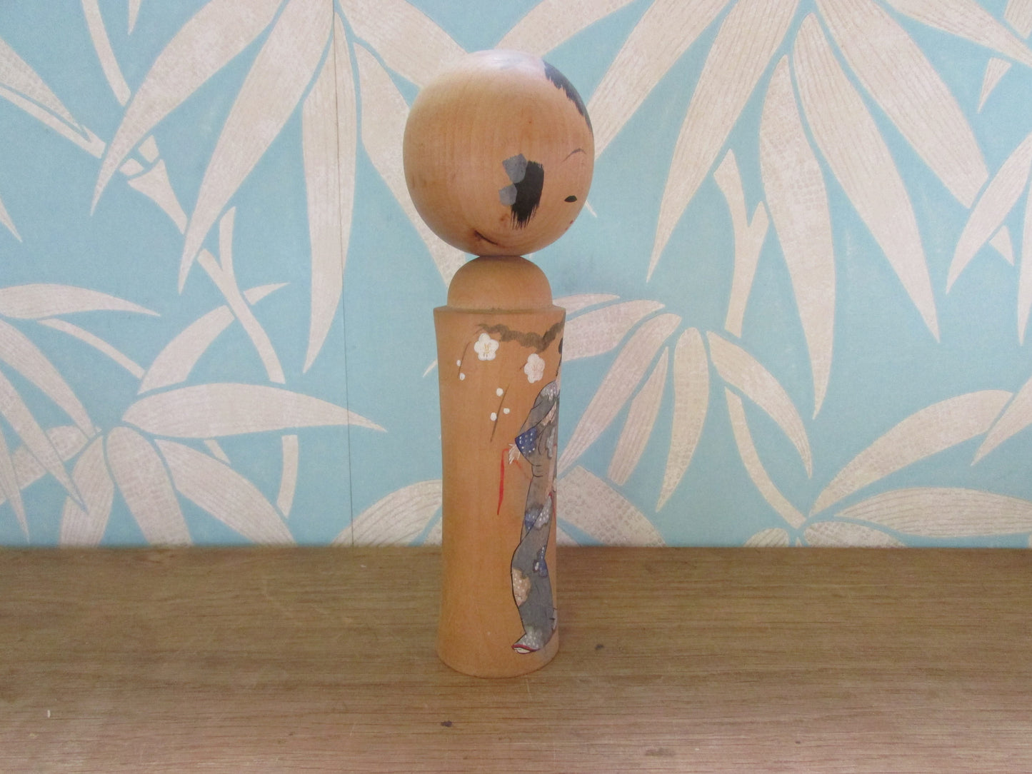 Vintage handmade traditional wooden Kokeshi doll, two designs