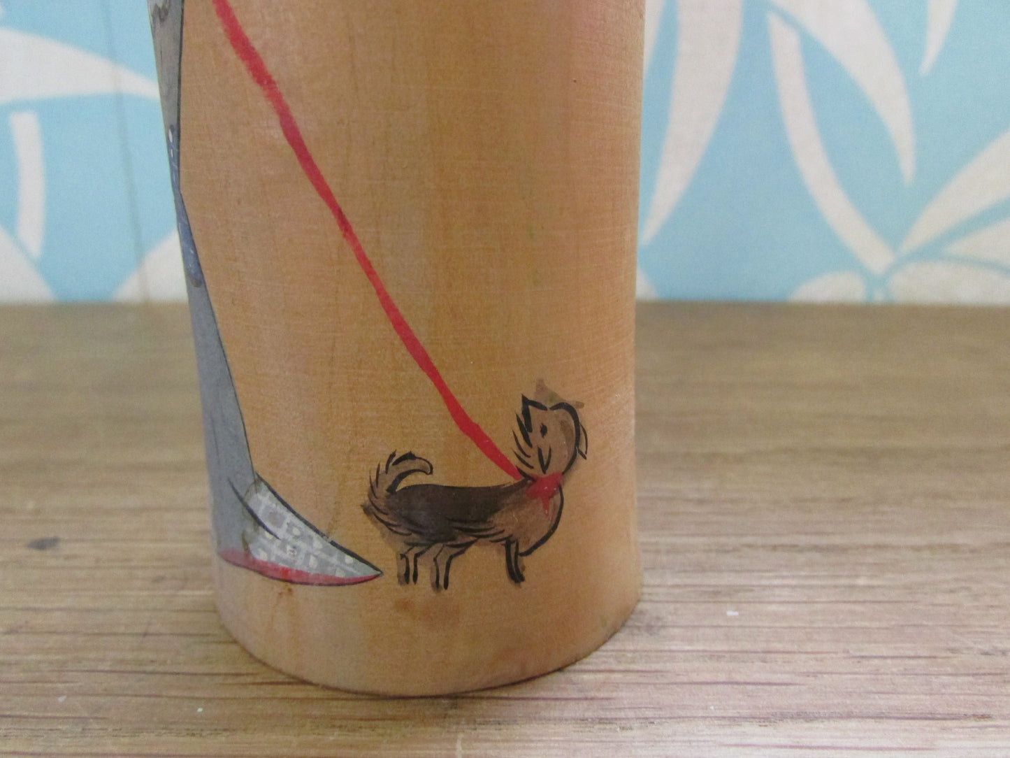 Vintage handmade traditional wooden Kokeshi doll, two designs