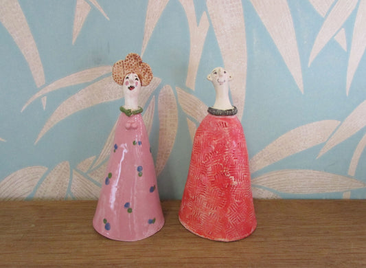 Two collectable ceramic art doll mini sculptures