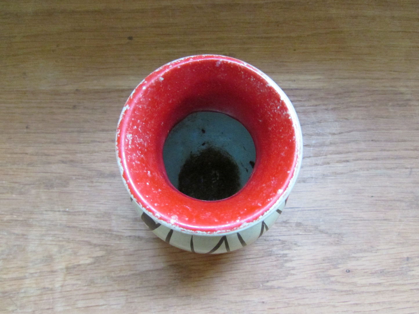 1950s Scheurich Keramik 214-10 grey/red/black abstract pattern posy vase