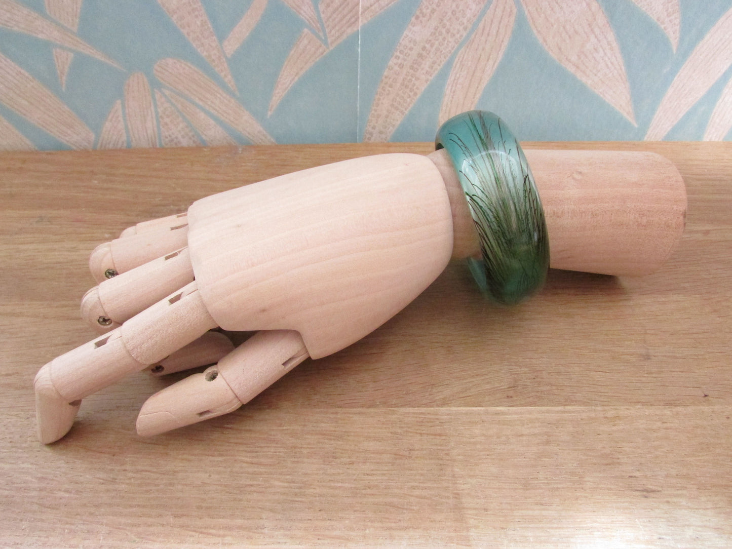 Vintage resin peacock feather bangle