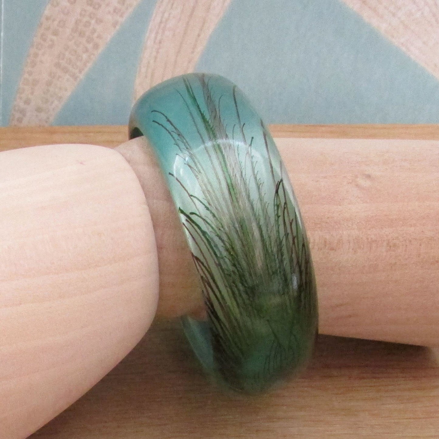 Vintage resin peacock feather bangle