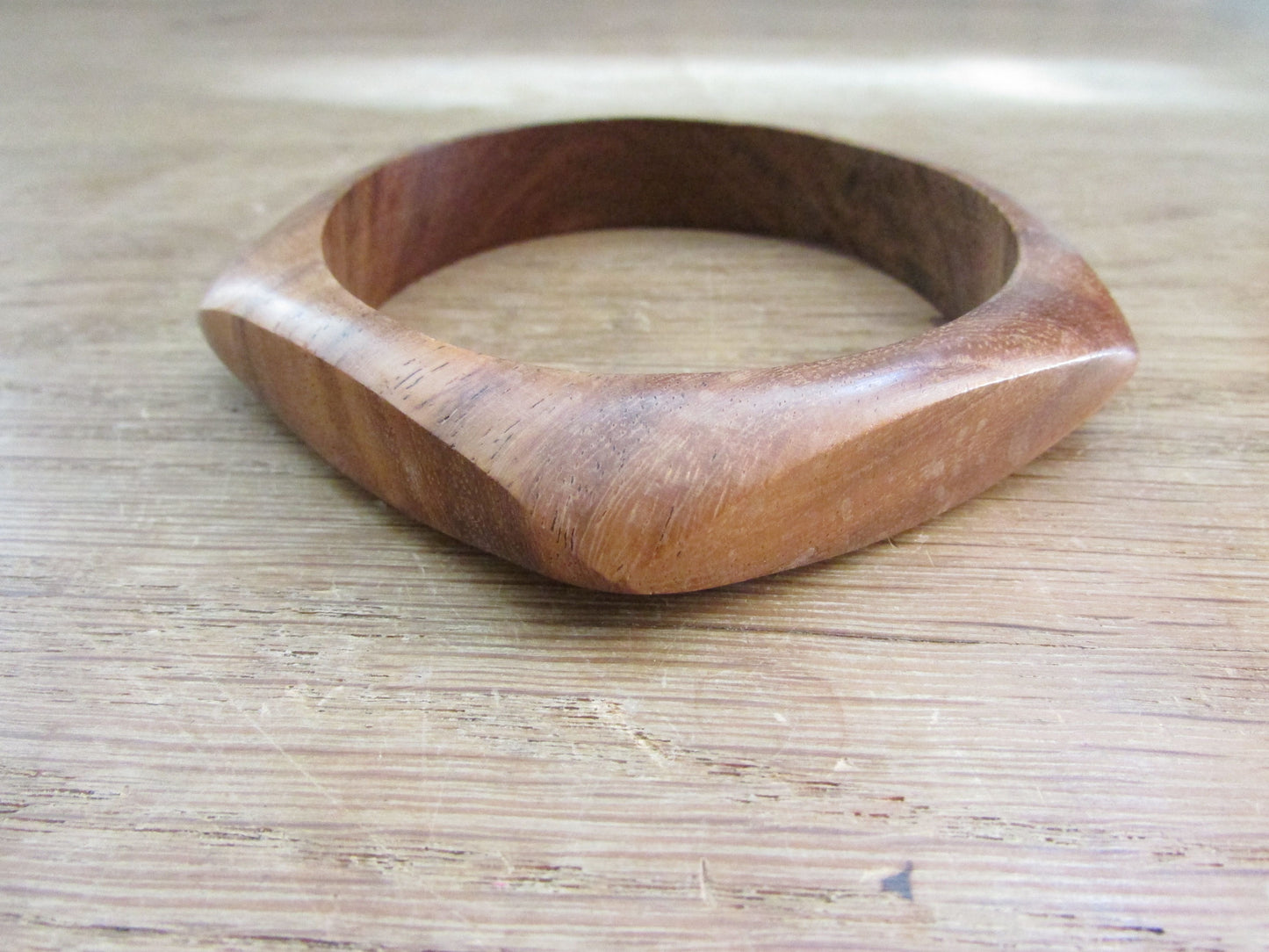 Set of three 1970s hand carved wooden bangles