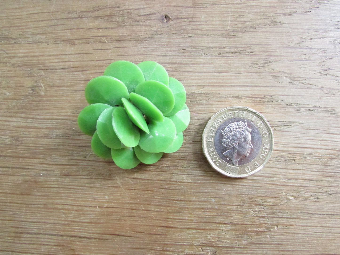 1960s large plastic lime green cluster flower clip-on earrings