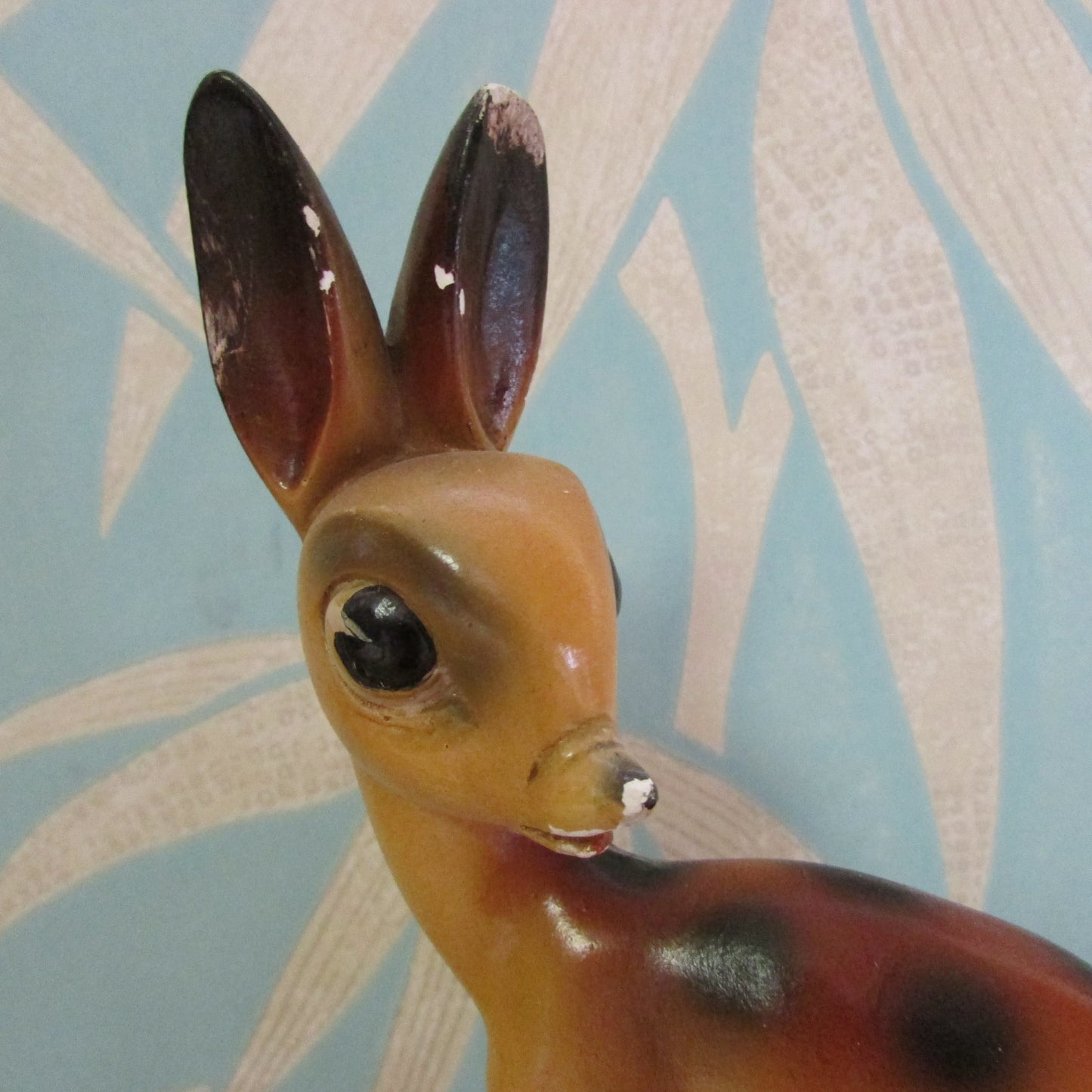 circa. 1940s chalkware gangly-legged deer figurine