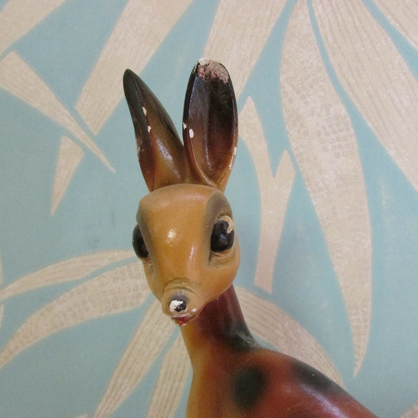 circa. 1940s chalkware gangly-legged deer figurine