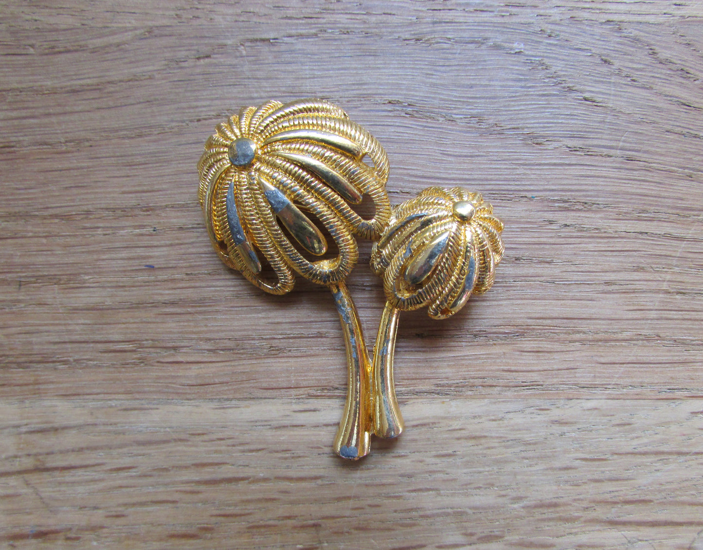 1980s gold-plated double palm tree brooch