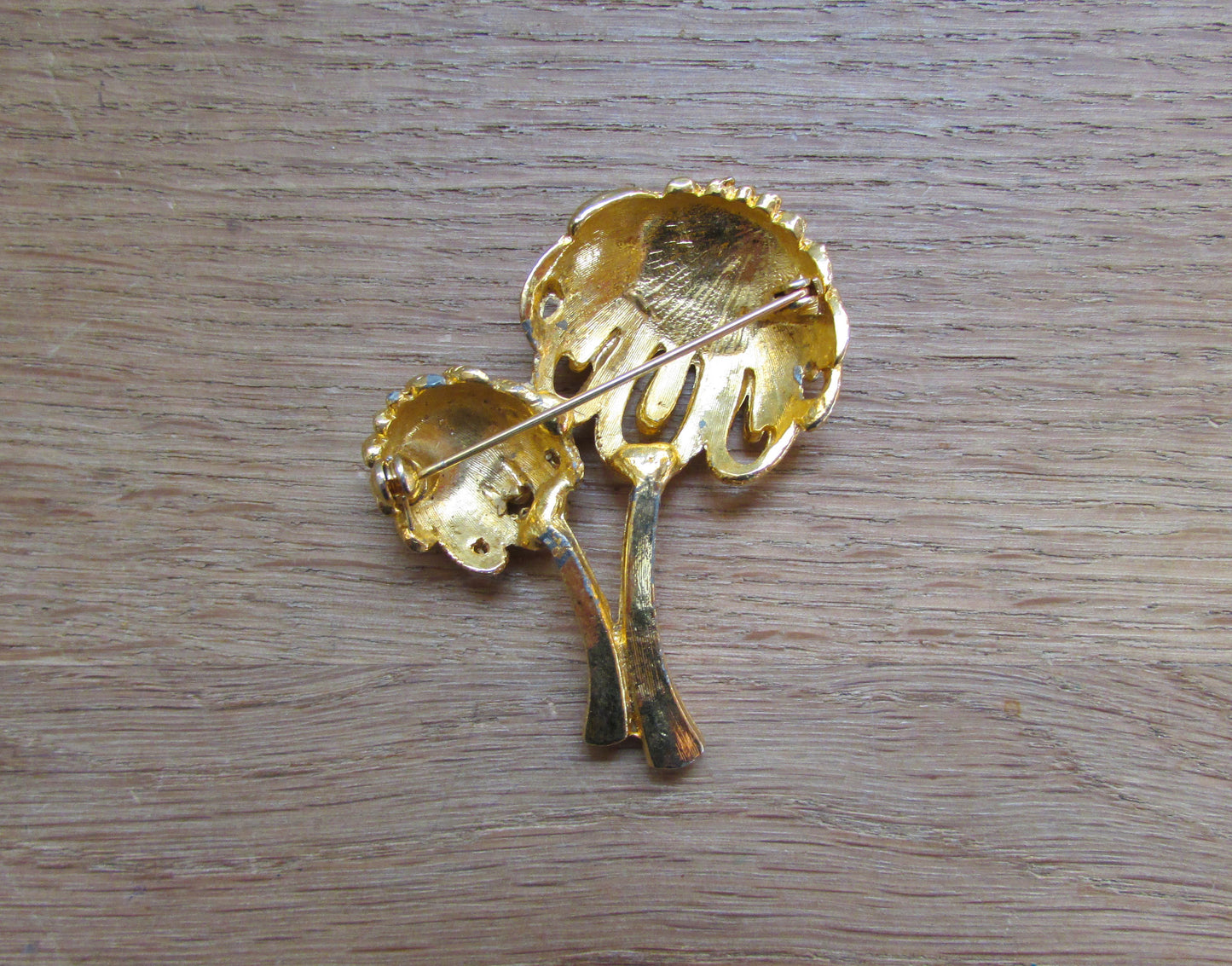 1980s gold-plated double palm tree brooch