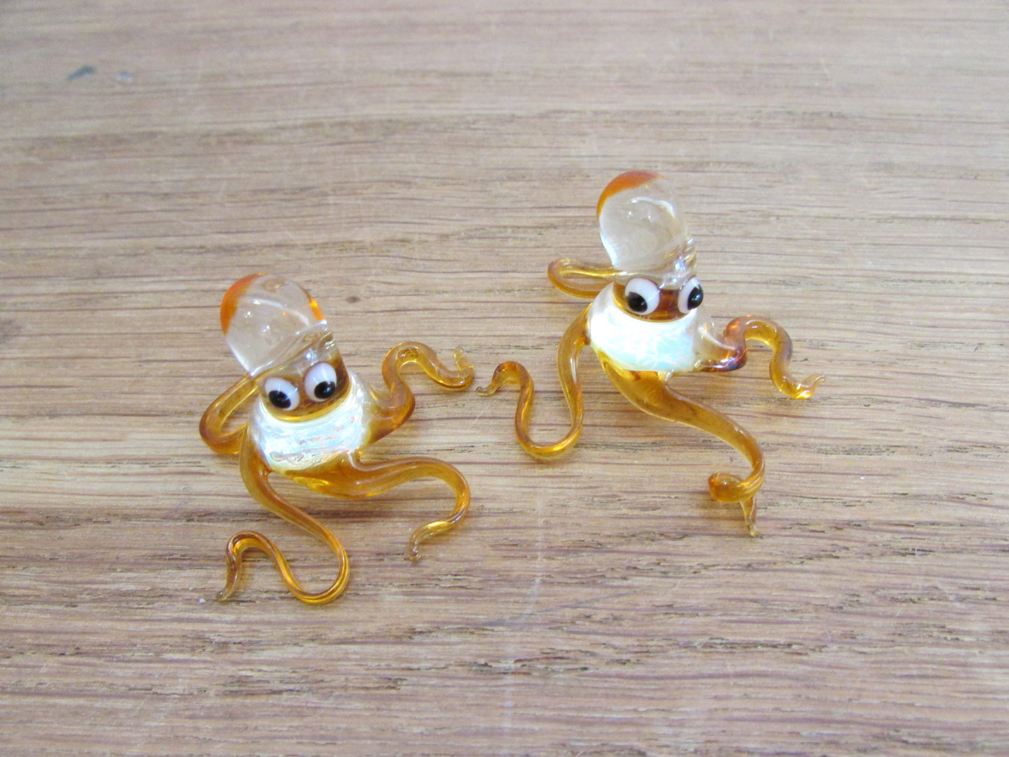 Pair of small vintage blown glass octopi figurines