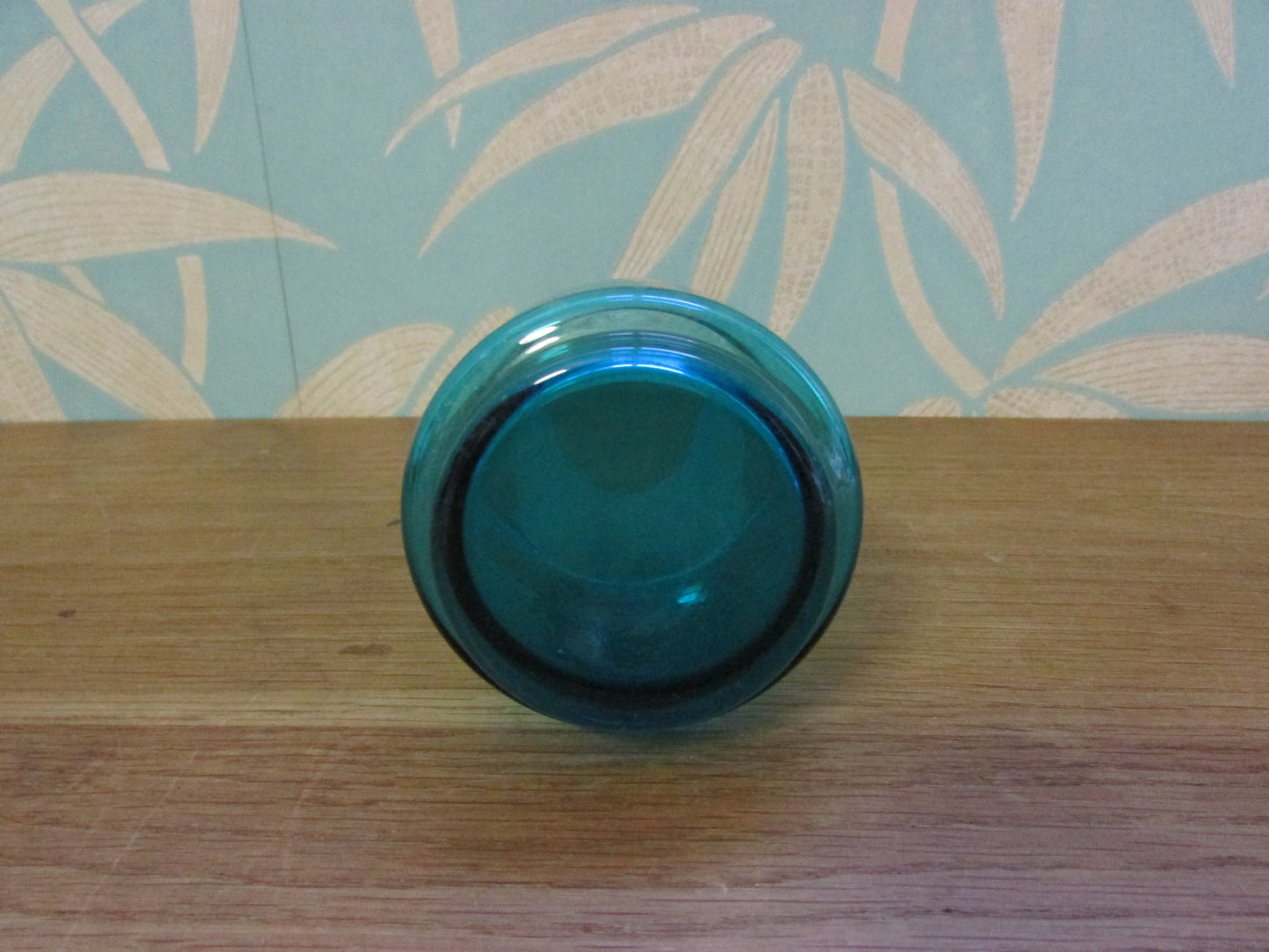 Mid-century 7-piece aqua/peacock blue glass water jug set