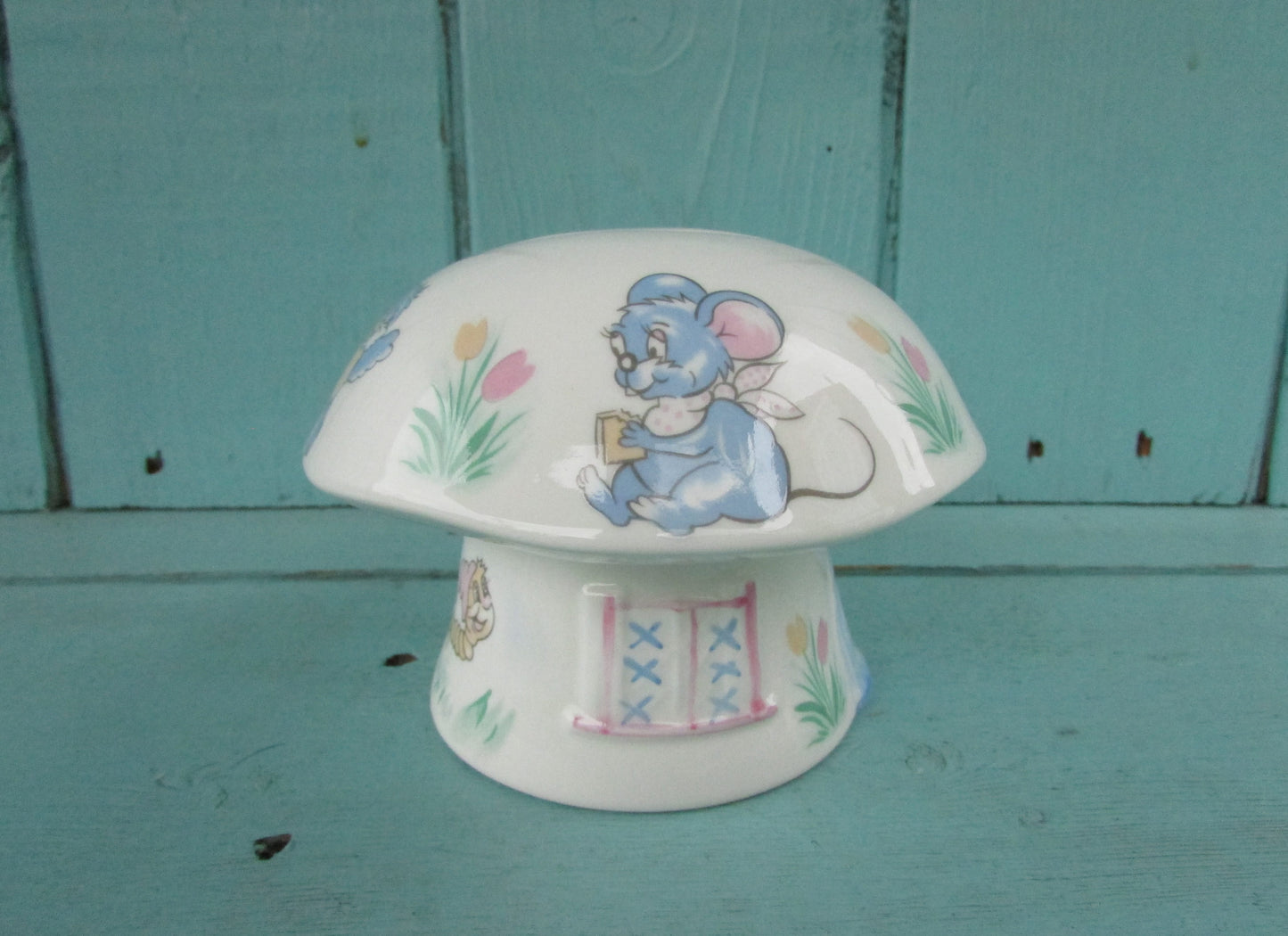Vintage Matchmaker English fine bone china nursery-theme mushroom/toadstool money box