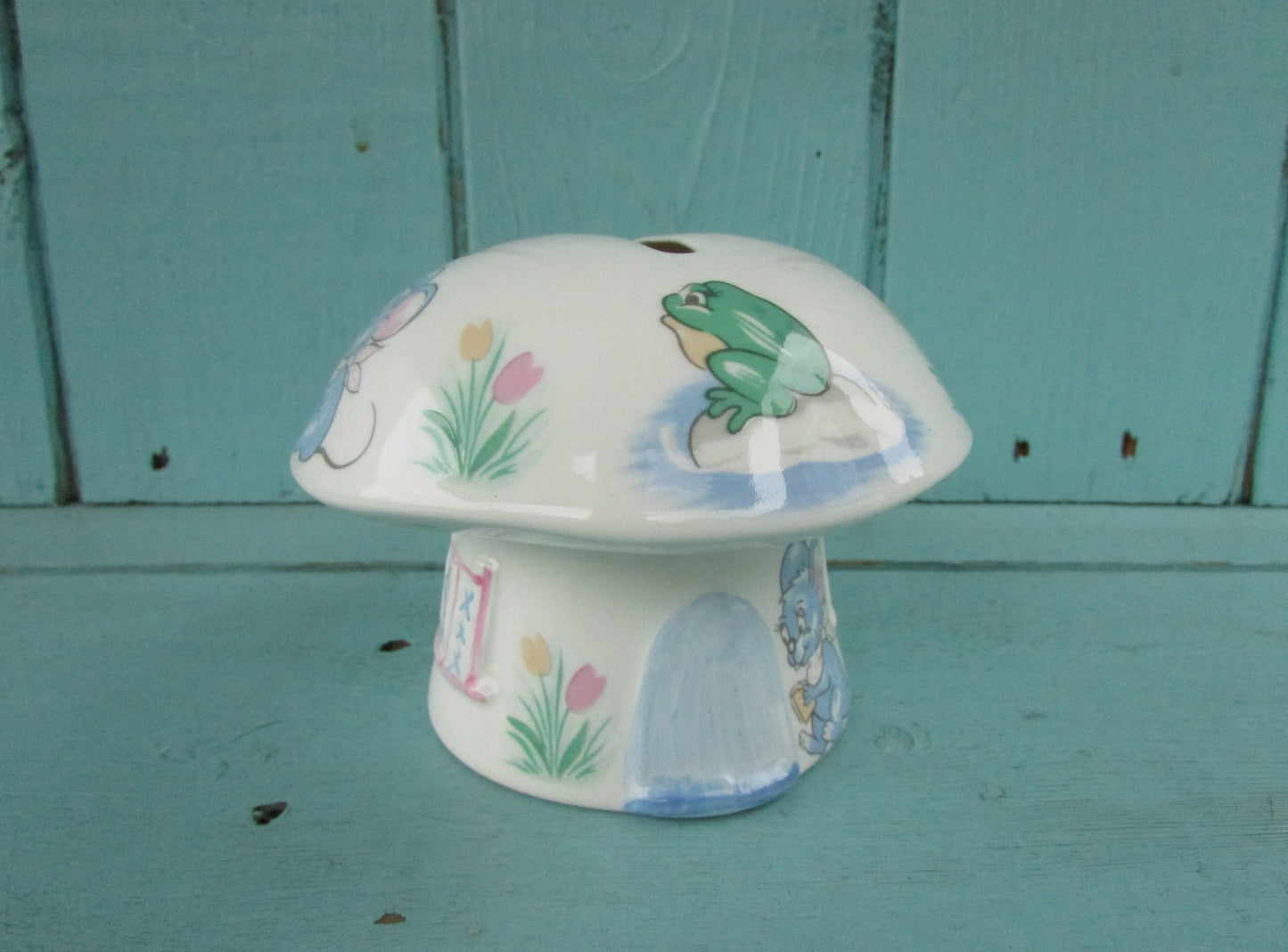 Vintage Matchmaker English fine bone china nursery-theme mushroom/toadstool money box