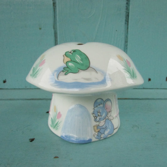 Vintage Matchmaker English fine bone china nursery-theme mushroom/toadstool money box