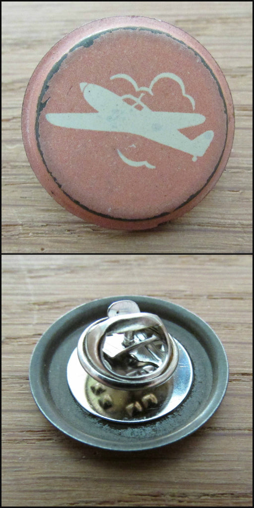 Home-made pin brooch using vintage tin game pieces/counters