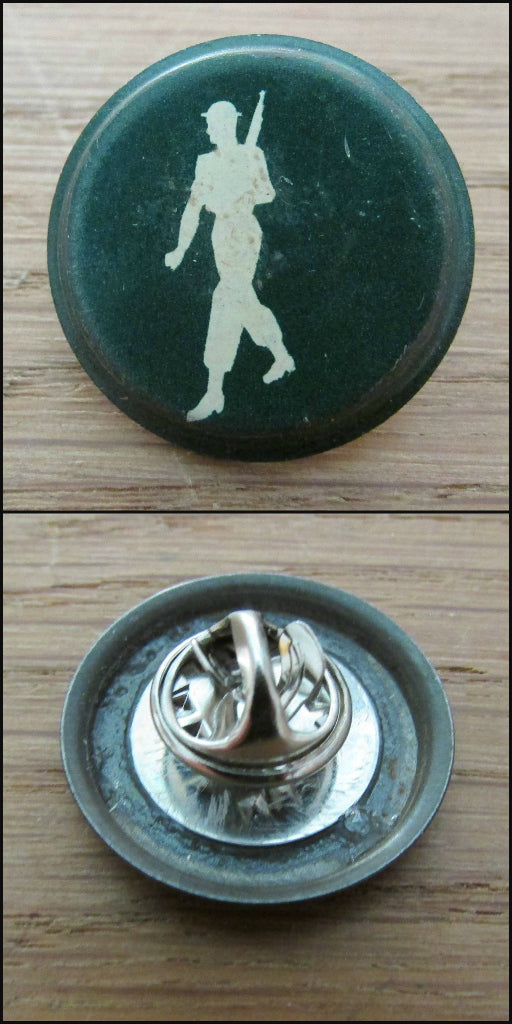 Home-made pin brooch using vintage tin game pieces/counters