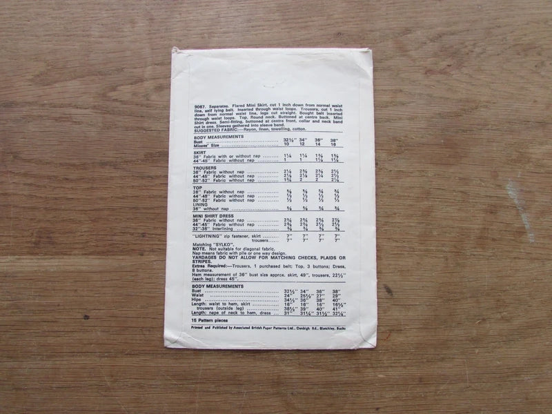 Part cut 1960s Le Roy Weldons 9067 sewing pattern for separates, size 10 (complete)