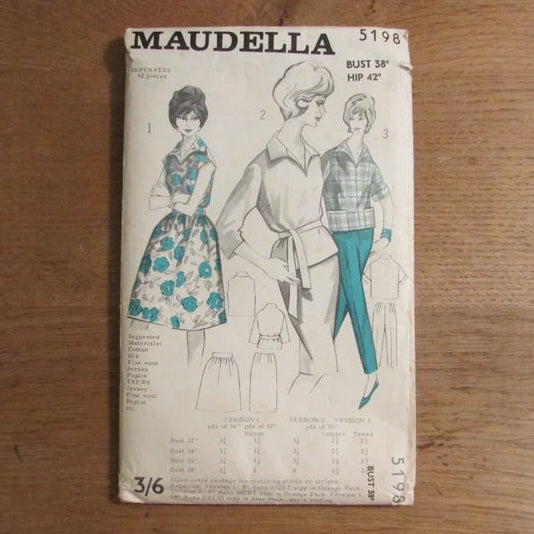 Uncut 1960s Maudella 5198 sewing pattern for separates, size 14 approx (complete)
