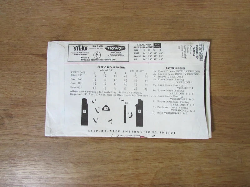 Part cut 1960s Maudella 5560 sewing pattern for sleeveless or short sleeve dress, size 18 (complete)