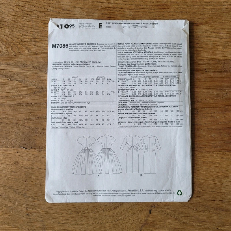 Uncut 2015 McCall's The Archive Collection Circa 1963 M7086 sewing pattern for misses'/women#s dresses, 8-16 (complete)