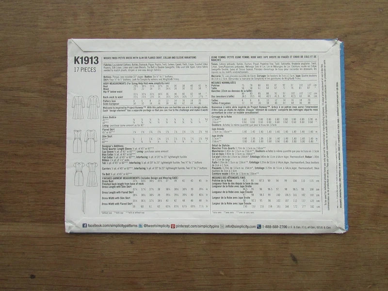 Uncut Simplicity K1913 Project Runway sewing pattern for 1960s-style misses' dress, sizes 12-20 (complete)