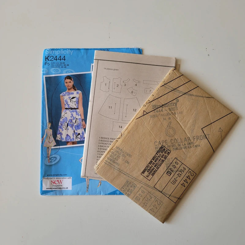 Uncut 2013 Simplicity K2444 Project Runway sewing pattern for 1960s-style misses' dress, sizes US 12-20 (complete)