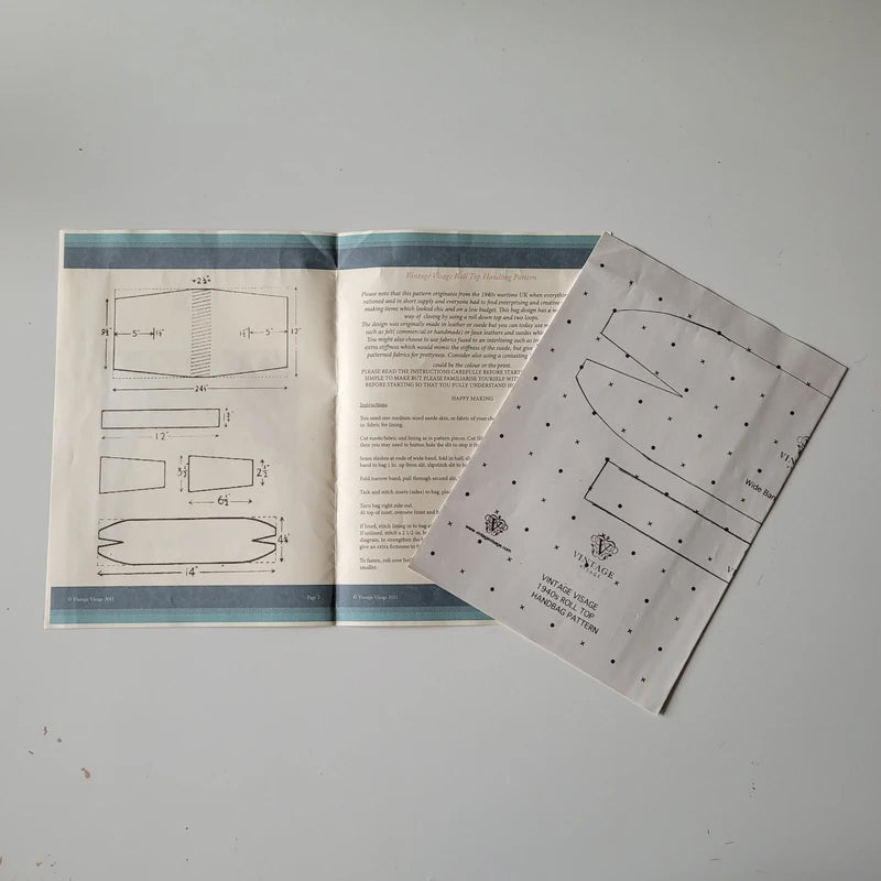 Vintage Visage sewing pattern for 1940s roll top bag