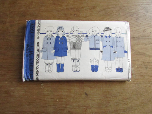 Uncut 1980s BBC Pebble Mill at One sewing pattern by Hilary James for child's outdoor coats, sizes 2-6 (complete)