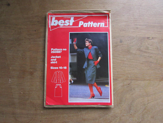 Used 1980s Best for Women Pattern No.260887 sewing pattern for jacket & skirt, sizes 10 to 18 (cut to size 12, complete)