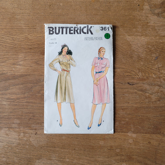 Used 1980s Butterick 3611 sewing pattern for misses' loose-fitting dress, size 10 (see description below)