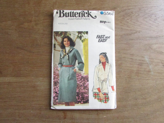 Uncut 1970s Butterick 5561 sewing pattern for misses' dress & top, size 12-14 (complete)