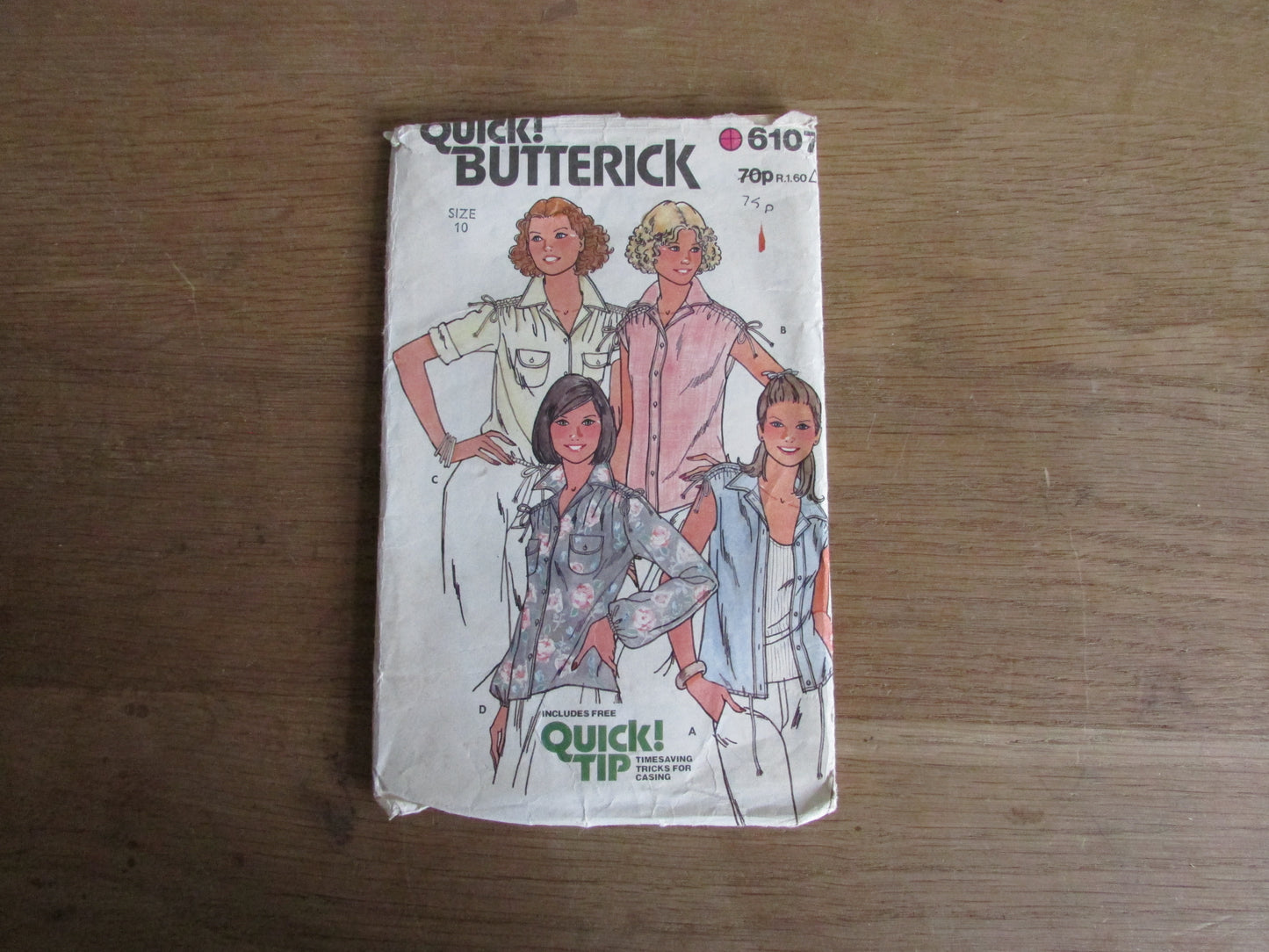 Used 1980s Butterick 6107 sewing pattern for misses blouse, size 10 (complete)