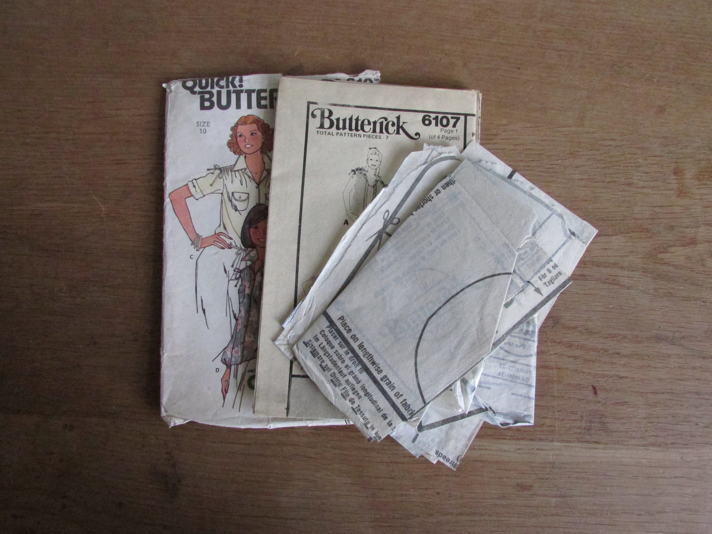 Used 1980s Butterick 6107 sewing pattern for misses blouse, size 10 (complete)