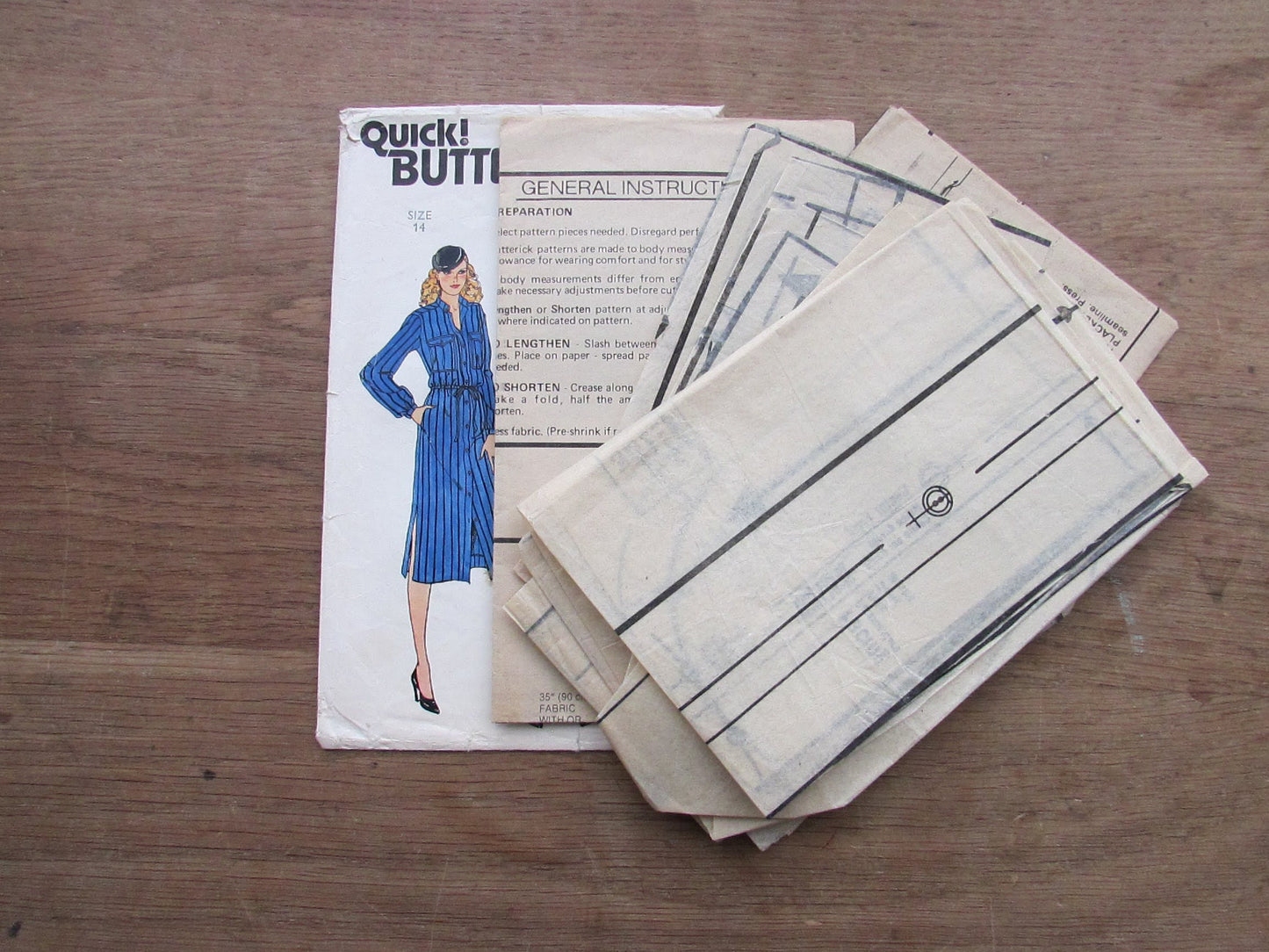 Part cut 1979 Butterick 6622 sewing pattern for misses' loose-fitting dress, size 14 (see description below)