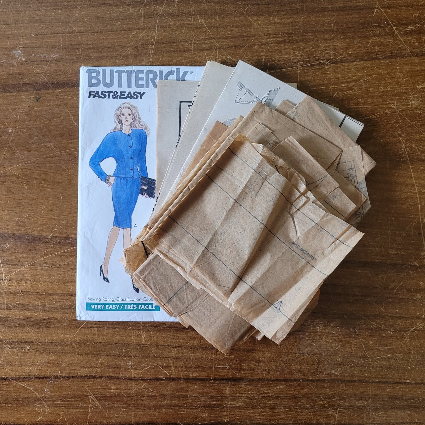 Uncut 1988 Butterick 6780 sewing pattern for misses' top & skirt, sizes 12-16 (see description below)