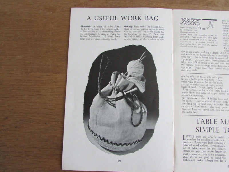 1950s Dryad Handicrafts leaflet No.137: Make These From Raffia