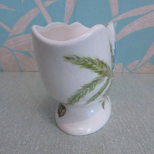 1977 hand-painted bluebird & floral ceramic posy bowl, signed F. Howarth
