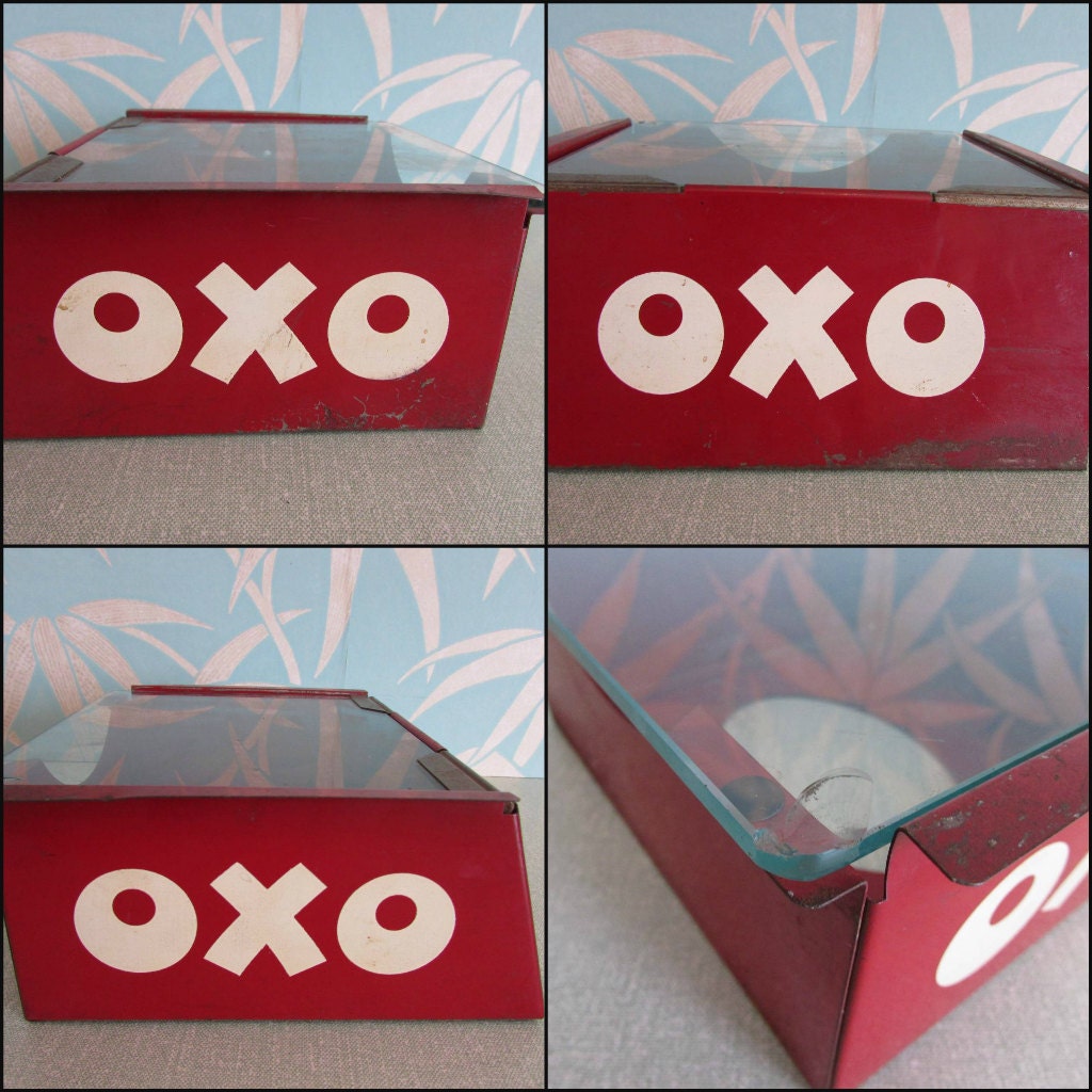 Rare vintage OXO shop display tin with stand