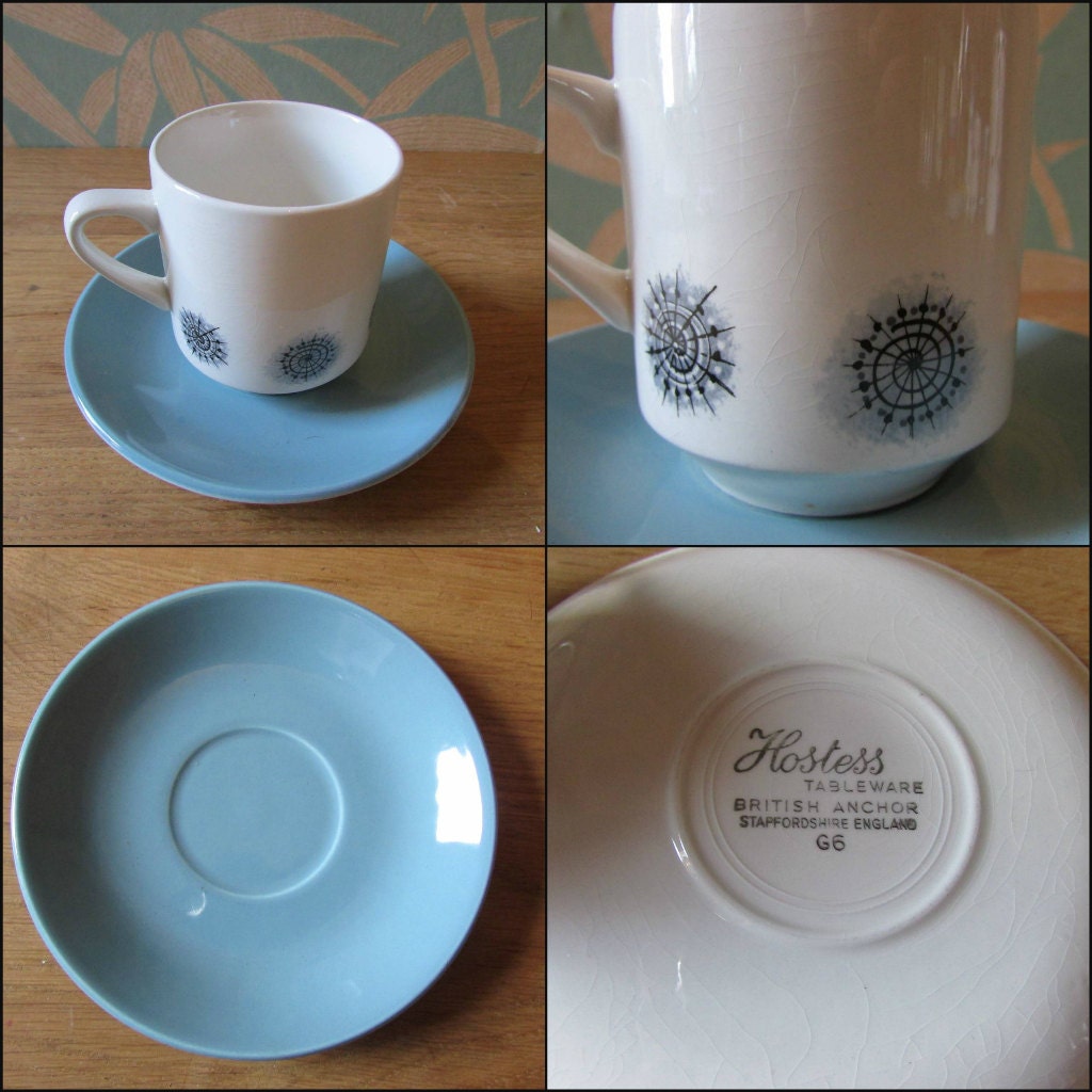 Vintage Hostess tableware by British Anchor 'Celeste' coffee set