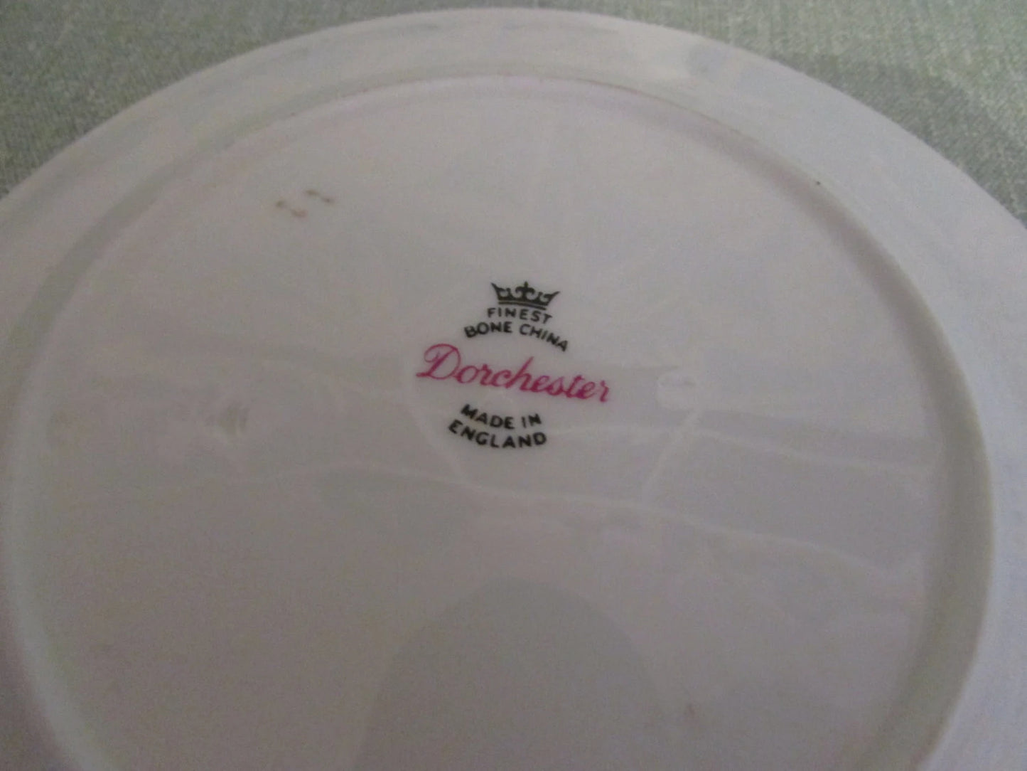 Mid-century Dorchester gilt-edged abstract pattern fine bone china trio