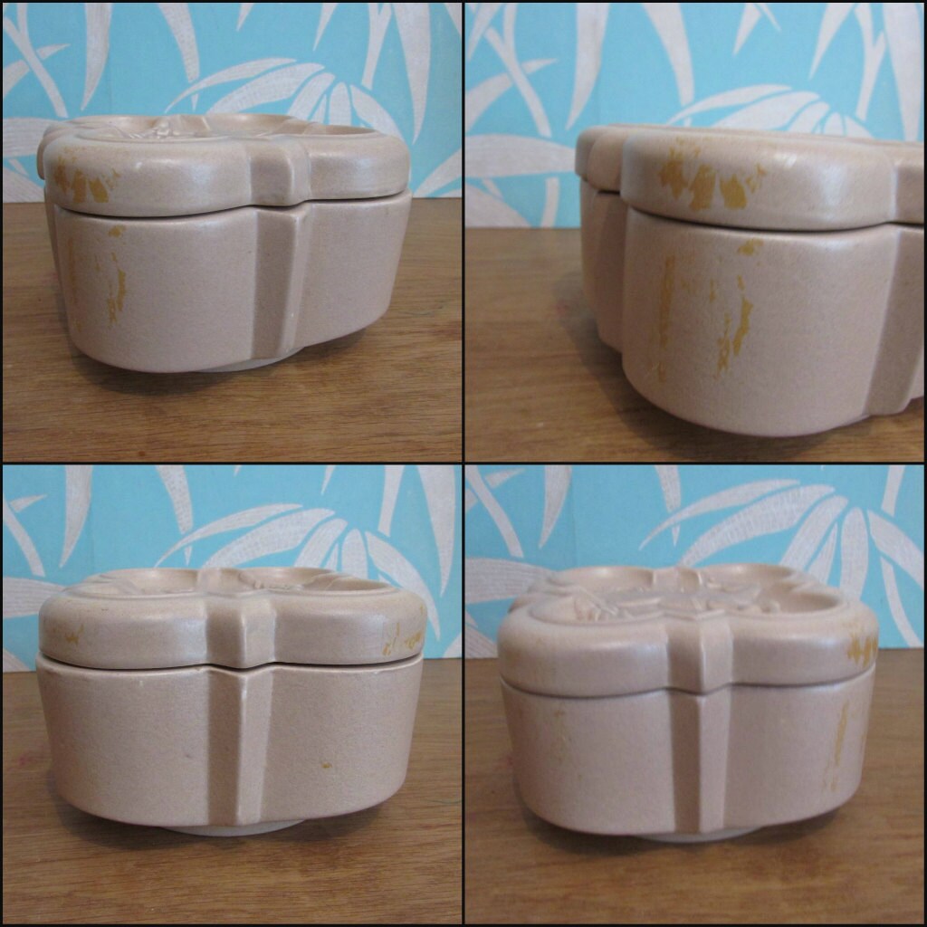 Distinctive Art Deco London Pottery embossed ceramic lidded box featuring a rearing horse/stallion motif