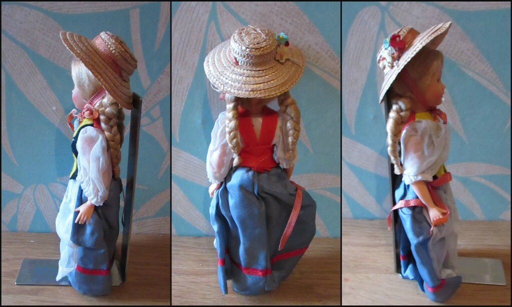 Vintage European celluloid souvenir/folk doll with open/close eyes (country unknown)