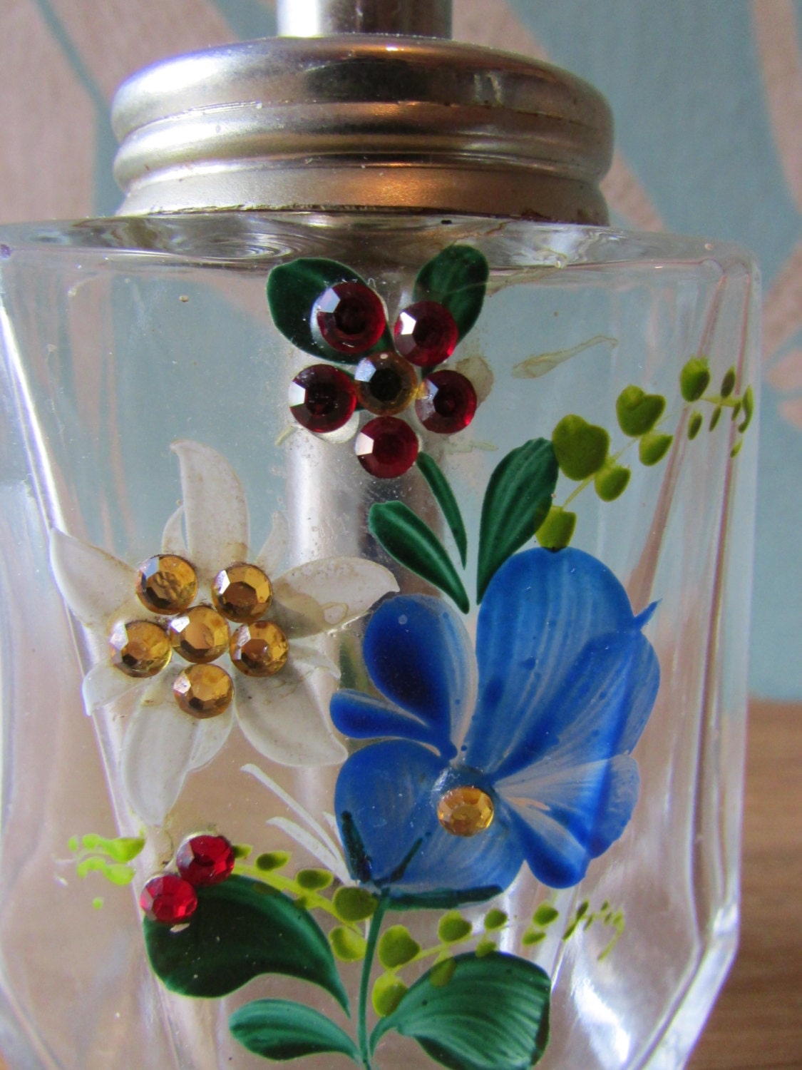 Vintage Austrian handpainted sugar pourer, added diamanté detail
