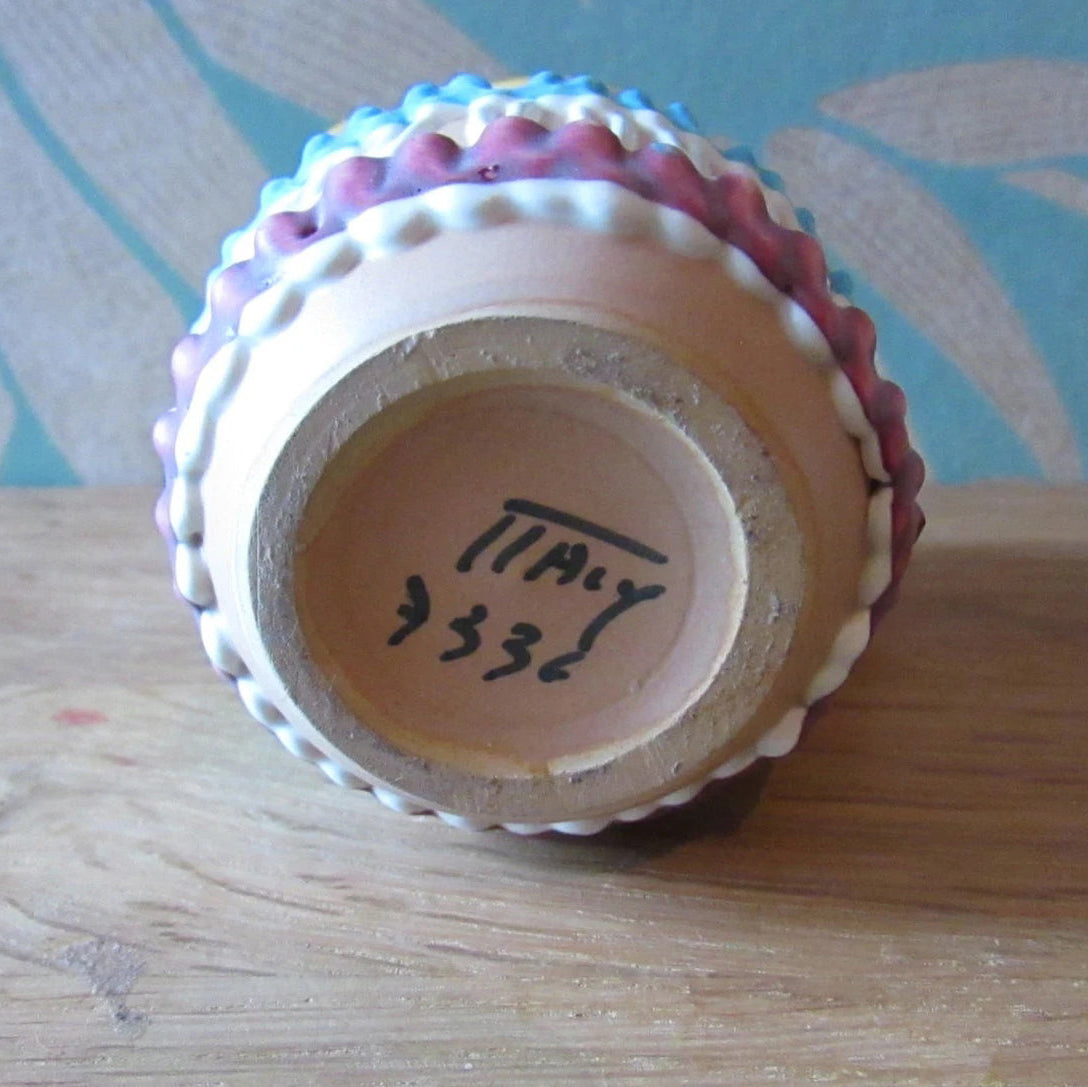 Mid-century Italian Studioware multicoloured textured ceramic miniature jug