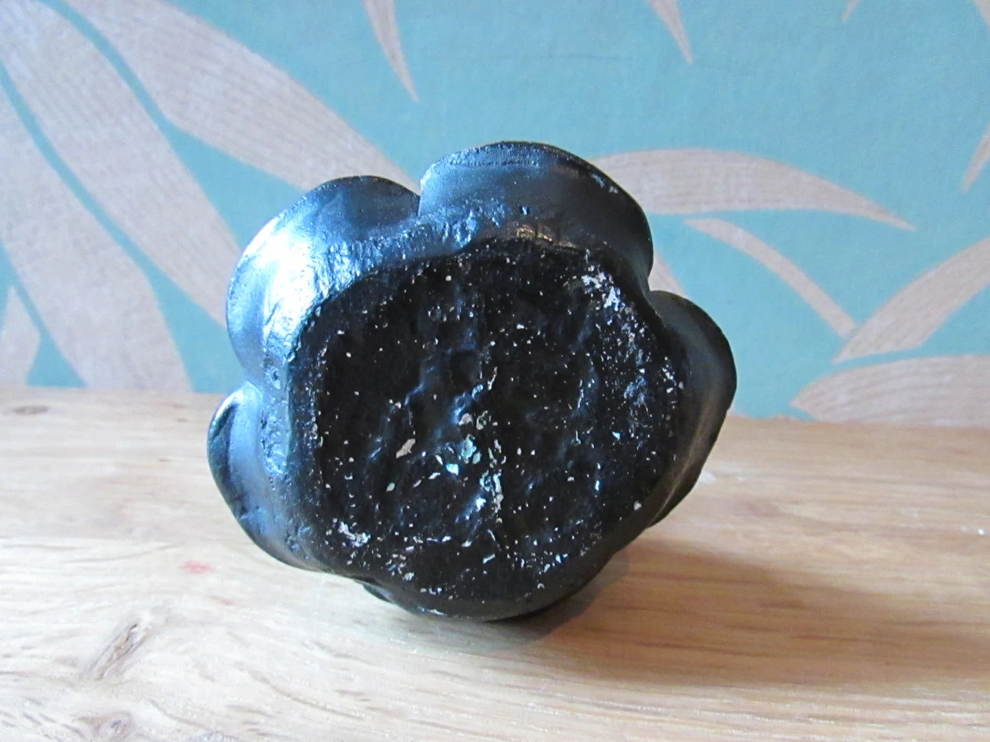 Rare Art Deco black ceramic 'Bonzo-esque' puppy ashtray/trinket dish, gold-tipped tail