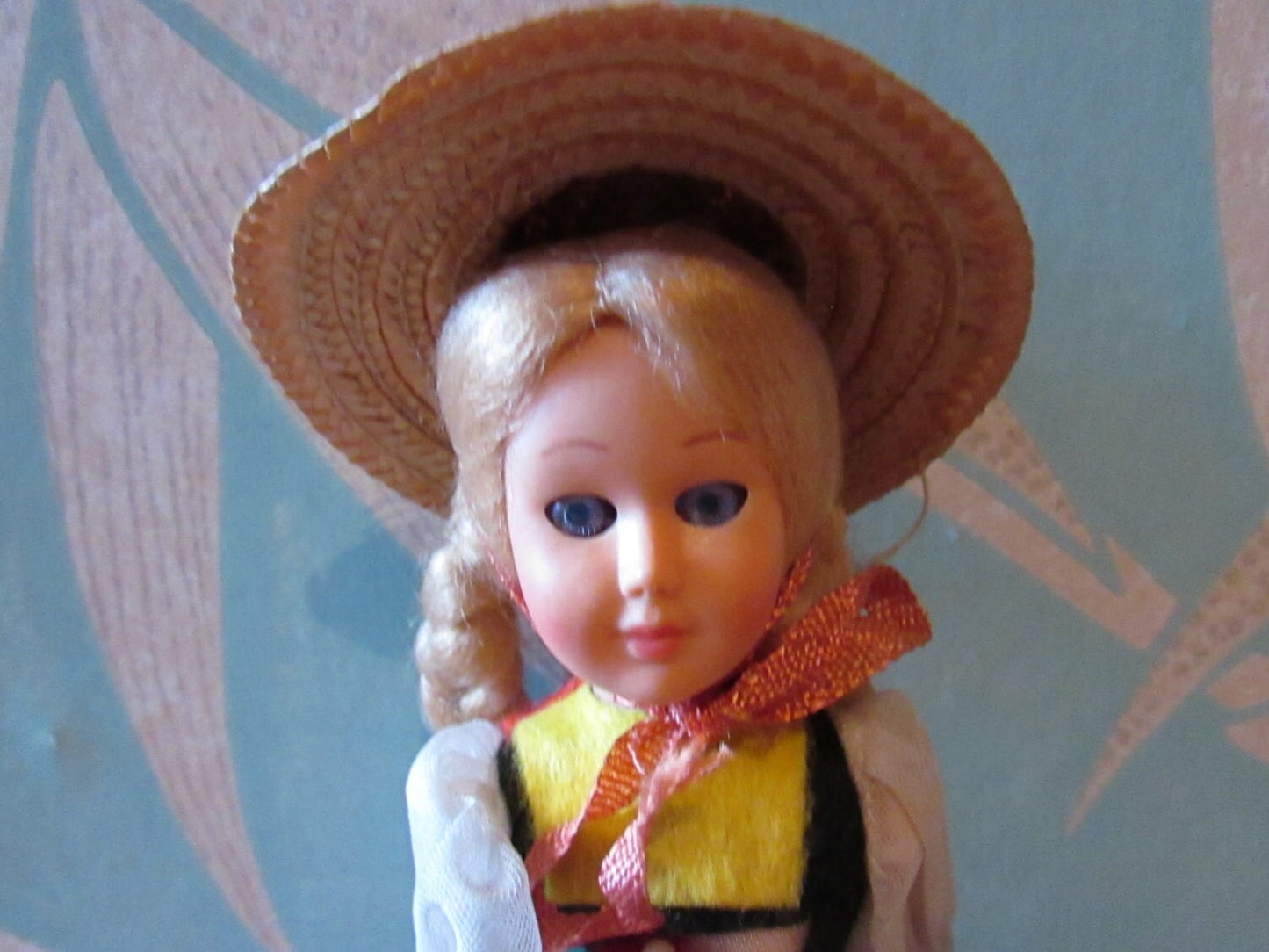 Vintage European celluloid souvenir/folk doll with open/close eyes (country unknown)