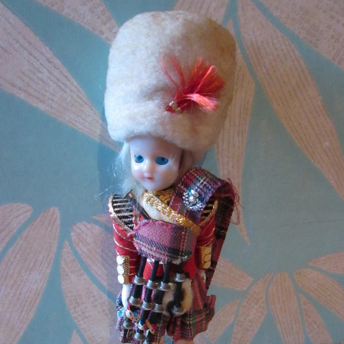Vintage Scotsman celluloid souvenir doll with open/close eyes, "Empire Made"