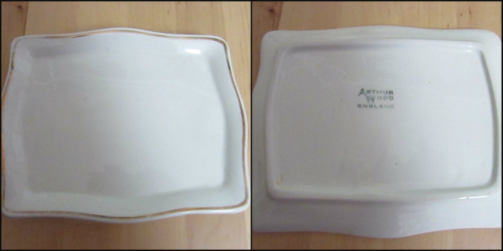 Vintage Arthur Wood china cheese/butter dish, beautiful Tuscany-style scene with flowers & sailing boat