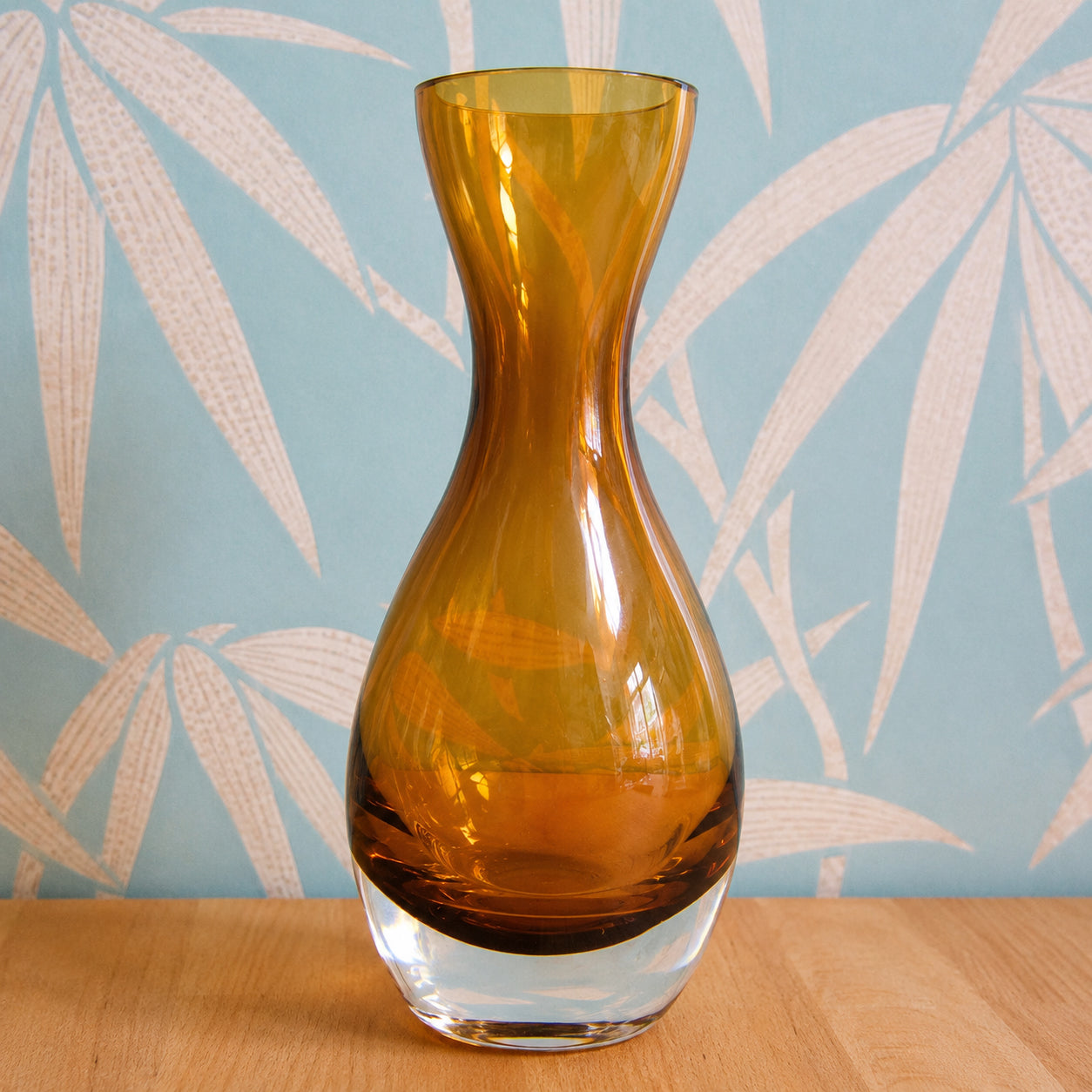 1960s/70s Scandinavian-style amber blown cased glass vase