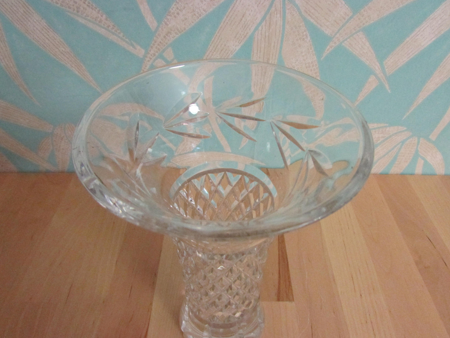 Vintage Galway Irish clear cut lead crystal waisted vase