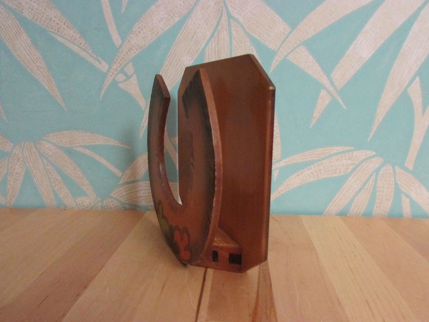 Vintage hand-painted wooden horseshoe letter rack